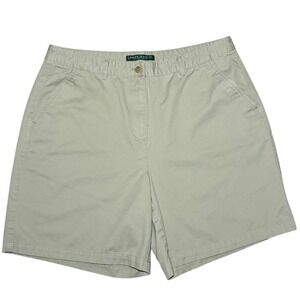 Lauren Ralph Lauren Khaki Chino Shorts Womens 16W Tan Cotton Twill Mid Rise